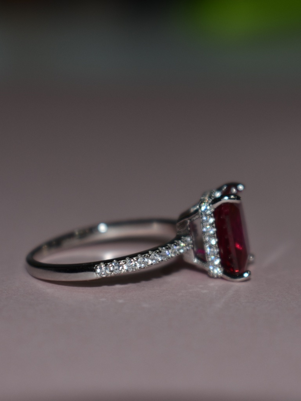 Moissanite 4ct Ruby Ring - Picture 7 of 10